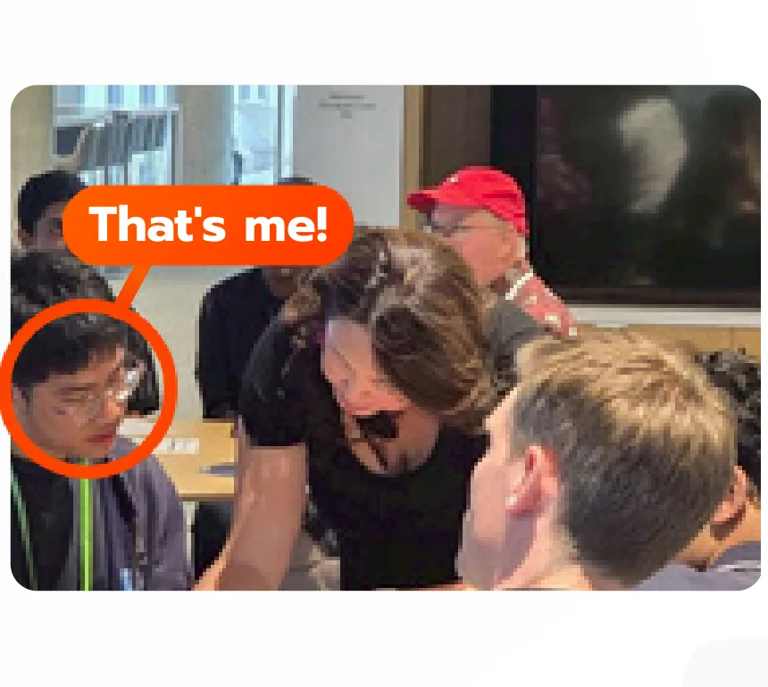 Jean, circled, meeting another Swift Student Challenge winner