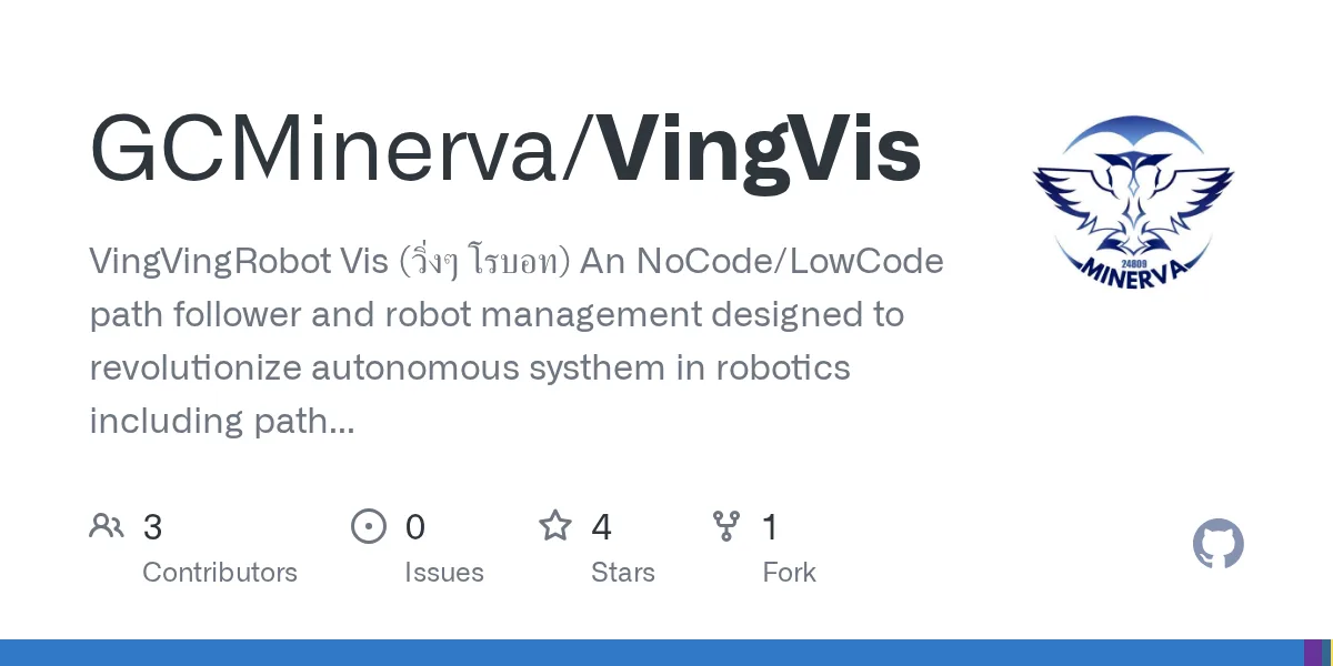 GitHub repository card for GCMinerva/VingVis, a path-follower and robot management tool for FTC robotics